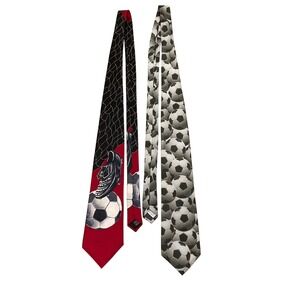 Spence Lowe Italian Silk Soccer Necktie Set & Ralph Marlin Polyester Tie Novelty